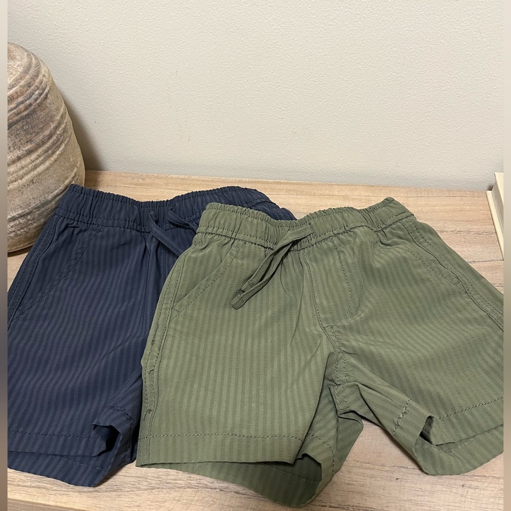 Striped Navy and Green Shorts Set